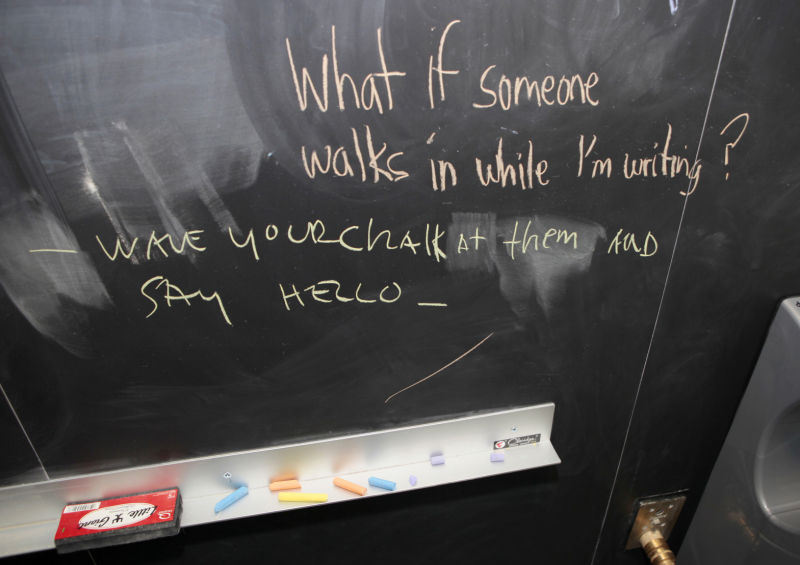 Nancy Nicholas Hall: chalkboards in restrooms